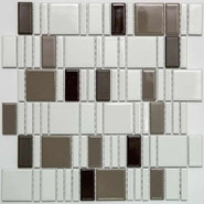 Мозаика PS2348-12  керамика 30х30 см матовая чип 23х48 мм, коричневый, серый, черный