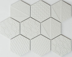 Мозаика R-329 керамика 25.6х29.5 см матовая чип 95х110 мм, белый