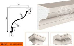 Лепнинапласт Карниз КВ-265/1 фасадный полистирол 2000х265х200 мм с покрытием эластичной шпатлёвкой PS-TechnoPlaster