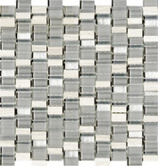 Мозаика Elements Mini Pattern Wind стекло+камень 29.8х29.8 см глянцевая, рельефная серый, бежевый 