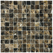 Мозаика Marble Mosaic Emperador dark Mat камень 30х30 см матовая чип 23х23 мм, коричневый, темно-коричневый