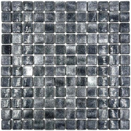 Мозаика Atlantis Iron 31.5х31.5 см Bonaparte стеклянная и стеклянная с камнем глянцевая чип 24х24 мм, серый, черный