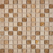 Мозаика из мрамора Emperador Light, Crema Nova PIX274, чип 23x23 мм, сетка 305х305x6 мм глянцевая, бежевый, коричневый