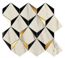 Мозаика Marvel Diamonds Bianco - Black (9MDB) 35,8х32,9 керамика глянцевая, золотой, кремовый, черный