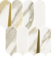 Мозаика Stellaris Calacatta Gold Mosaico Elegant керамогранит 32.5х36.1 см Italon полированная, бежевый, белый, золотой-oro-gold 620110000230