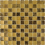 Мозаика из стекла PIX708, чип 23x23 мм, сетка 300х300x8 мм глянцевая, желтый, золотой