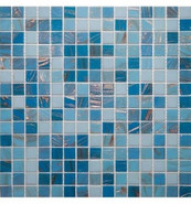 Мозаика ML42041 стекло 32.7х32.7 см глянцевая чип 20x20 мм, синий, голубой