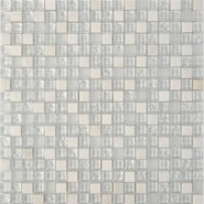 Мозаика из мрамора и стекла PIX715, чип 15x15 мм, сетка 300х300x8 мм глянцевая, белый, серый