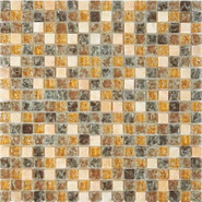 Мозаика из оникса и стекла PIX704, чип 15x15 мм, сетка 300х300x8 мм глянцевая и матовая, желтый, кремовый, серый