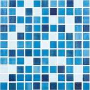 Мозаика Mixed № 110/508/100 (на бумаге) стекло 31.7х31.7 см Vidrepur глянцевая чип 2.5x2.5 мм, белый, голубой, синий С0002827