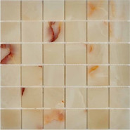 Мозаика из оникса Jade Verde PIX207, чип 48x48 мм, сетка 305х305x6 мм глянцевая, коричневый, кремовый