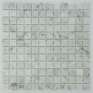 Мозаика Marble Mosaic Carrara white Mat камень 30х30 см матовая чип 23х23 мм, белый, серый