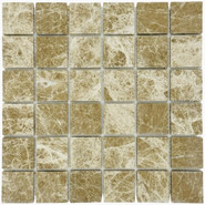 Мозаика Marble Mosaic Emperador light Mat камень 30.5х30.5 см матовая чип 48х48 мм, коричневый, бежевый