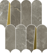 Мозаика Stellaris Tuscania Grey Mosaico Elegant керамогранит 32.5х36.1 см Italon полированная, золотой-oro-gold, серебро-silver, серый 620110000234