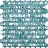 Мозаика Hex Diamond № 370D Бирюзовый (на сетке)