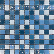 Мозаика из стекла PIX005, чип 25x25 мм, сетка 300х300х4 мм глянцевая, белый, голубой, синий