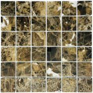 Мозаика Marble Mosaic Emperador dark Mat камень 30.5х30.5 см матовая чип 48х48 мм, коричневый, темно-коричневый
