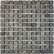Мозаика из сланца Slate Black PIX297, чип 23х23 мм, сетка 305х305 мм природная, серый