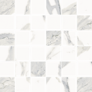 Мозаика Stellaris Statuario White Mosaico керамогранит 30х30 см Italon матовая, белый, серый 610110001135
