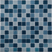 Мозаика SG-8074 стекло 30х30 см глянцевая чип 25х25 мм, голубой, синий