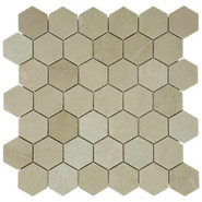 Мозаика Marble Mosaic Hexagon Royal Botticino Pol камень 30х30 см полированная чип 48х48 мм, бежевый