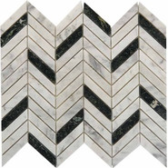 Мозаика из мрамора Bianco Carrara, Spider Green PIX287, сетка 307х286x8 мм мрамор глянцевая чип 15x70 мм, серый, черный