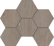 Мозаика KW02 Hexagon 25x28,5 cтруктурированная керамогранит Estima Kraft Wood, серый 70622