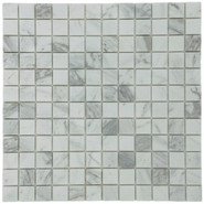 Мозаика Marble Mosaic Volakas white Pol камень 30х30 см полированная чип 23х23 мм, серый, белый