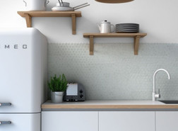 Мозаика Hex Matt White № 910D (на сетке) стекло 30.7х31.7 см матовая, белый С0004567