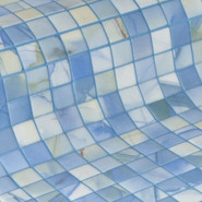 Мозаика Washes стекло 31.3х49.5 см матовая, рельефная чип 2.5x2.5 мм, белый, голубой