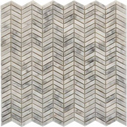 Мозаика из мрамора Bianco Carrara PIX290, чип 27x10 мм, сетка 298х307x8 мм глянцевая, серый