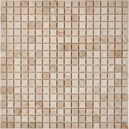 Мозаика из мрамора Cream Marfil PIX231, чип 15x15 мм, сетка 305х305x4 мм глянцевая, бежевый
