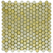 Мозаика Marble Mosaic Round Lux Gold стекло 30х30 см глянцевая чип 20x20 мм, золотой-oro-gold