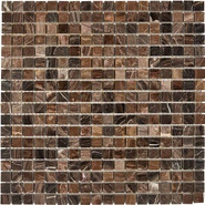 Мозаика из мрамора Coffee PIX216, чип 15x15 мм, сетка 305х305x4 мм глянцевая, коричневый