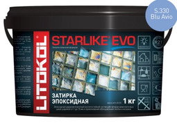 Затирка для плитки эпоксидная Litokol двухкомпонентный состав Starlike Evo S.330 Blu Avio 1 кг 485340002