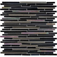 Мозаика из туфа и стекла PIX734, чипы 8x48/98/148 мм, сетка 300х300x8 мм глянцевая и матовая, серый, черный