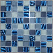 Мозаика S-831 стекло 29.8х29.8 см матовая чип 30х30 мм, голубой, синий
