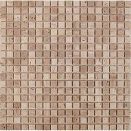 Мозаика из травертина Travertine PIX259, чип 15х15 мм, сетка 300х300х4 мм матовая, бежевый