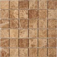 Мозаика из мрамора Light Emperador PIX223, чип 48x48 мм, сетка 305х305x6 мм глянцевая, бежевый, коричневый