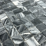 Мозаика Marble Mosaic Smoke grey Pol камень 30х30 см полированная чип 23х23 мм, белый, серый