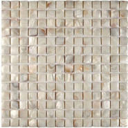 Мозаика из натурального перламутра PIX703, чип 20x20 мм, сетка 305х305x3 мм глянцевая, кремовый