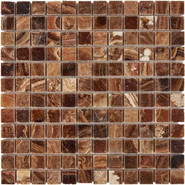 Мозаика из оникса Caramel Onyx PIX206, чип 23x23 мм, сетка 305х305x8 мм глянцевая, коричневый