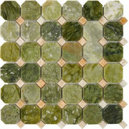 Мозаика из оникса и мрамора Dondong, Honey Onyx PIX211, чип 48x48 мм, сетка 305х305x8 мм глянцевая, желтый, зеленый