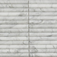 Мозаика Pixmosaic PIX 342 Bianco Carrara, Convex, чип 20х151 мм, сетка 300х305х12 мрамор матовая серый