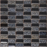 Мозаика SG-8030 стекло 29.8х29.8 см глянцевая чип 23х48 мм, черный