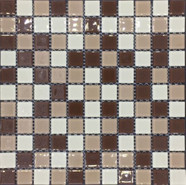 Мозаика из стекла PIX007, чип 25x25 мм, сетка 300х300х4 мм глянцевая, бежевый, белый, коричневый