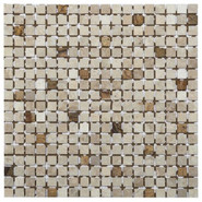 Мозаика K-730 мрамор 30.5х30.5 см матовая чип 15х15 мм, бежевый, коричневый