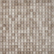Мозаика из мрамора White Wooden PIX253, чип 15x15 мм, сетка 305х305x4 мм глянцевая, бежевый