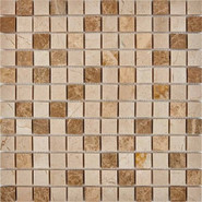 Мозаика из мрамора Emperador Light, Crema Nova PIX274, чип 23x23 мм, сетка 305х305x6 мм глянцевая, бежевый, коричневый