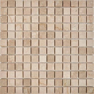 Мозаика из мрамора Cream Marfil PIX232, чип 23x23 мм, сетка 305х305x6 мм глянцевая, бежевый